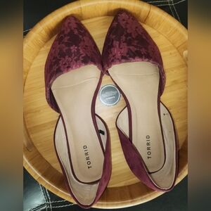 torrid Burgundy Lace Pointed Slingback Flats